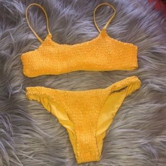 Zaful Yellow Smocked Bikini Set - Picture 3 of 3
